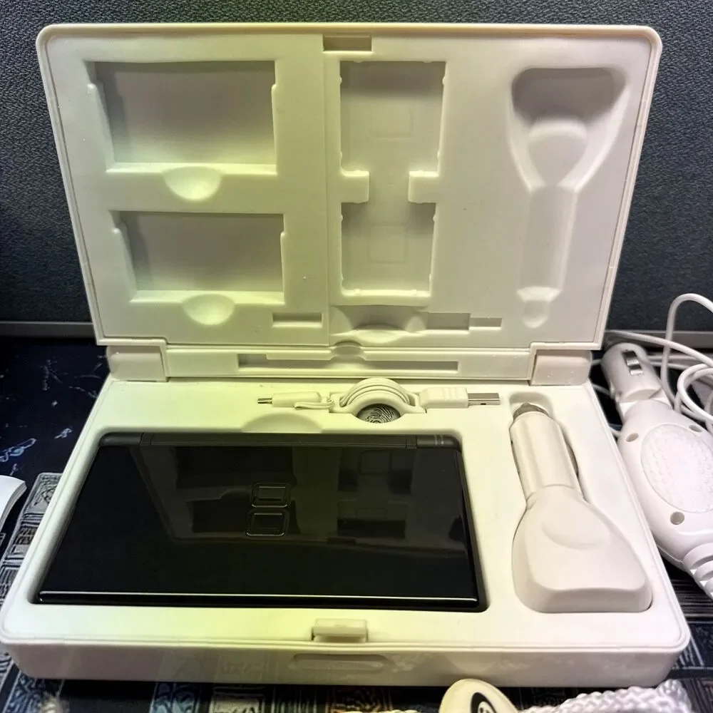 Nintendo DS Lite Black Console Bundle With Cases And 8 Games